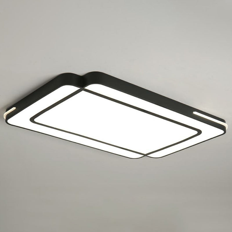 Modern Geometric Acrylic LED Ceiling Light for Living Room - Black Flush Fixture