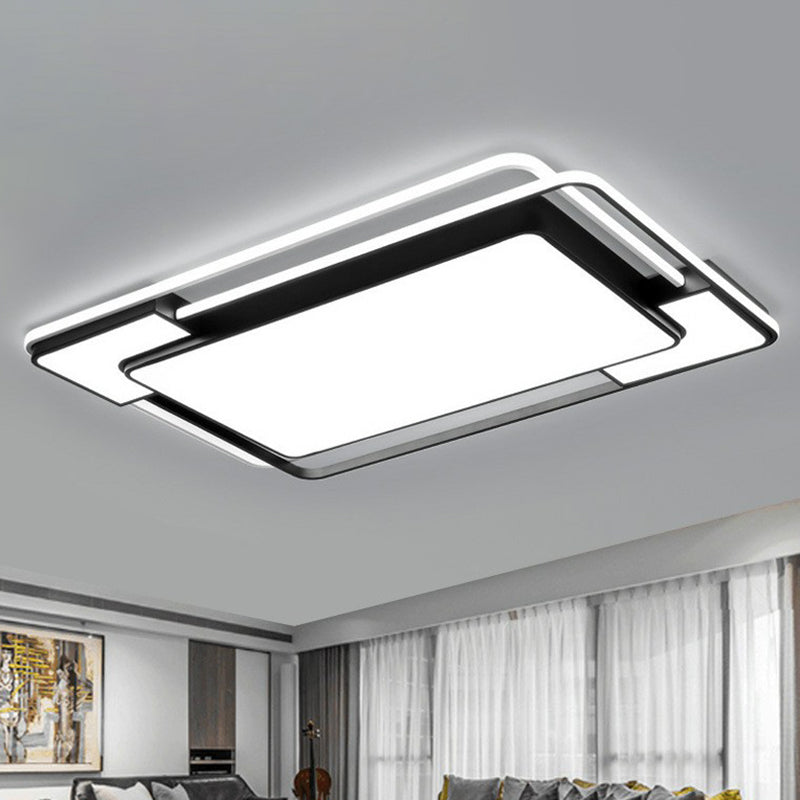 Modern Splicing Led Flush Mount Ceiling Light In Black For Living Room