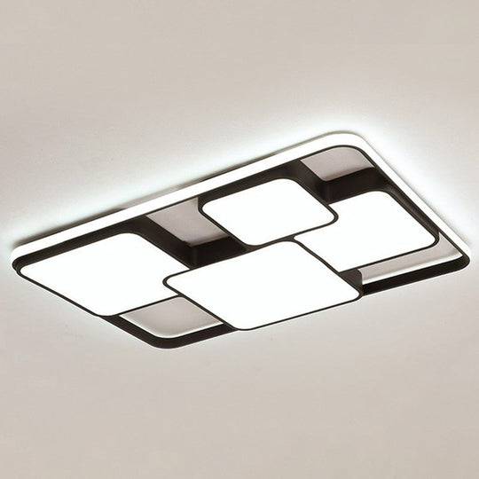 Modern Black LED Flushmount Ceiling Light: Splicing Square Aluminum Design