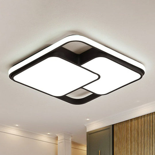 Modern Black LED Flushmount Ceiling Light: Splicing Square Aluminum Design