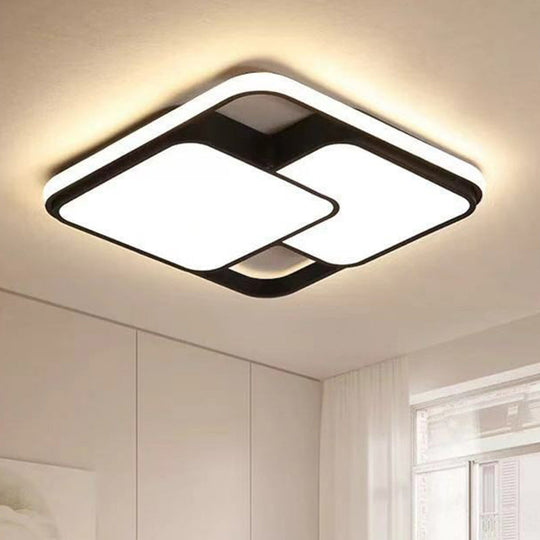 Modern Black LED Flushmount Ceiling Light: Splicing Square Aluminum Design