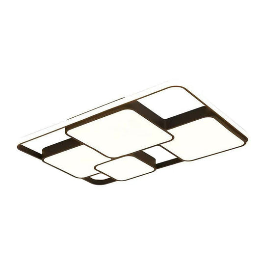 Modern Black LED Flushmount Ceiling Light: Splicing Square Aluminum Design