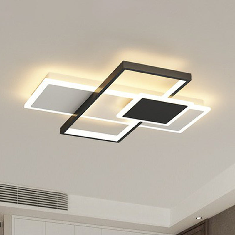 Rectangle Led Flush Mount Ceiling Light - Modern Simplicity For Living Rooms Black / 16.5 White