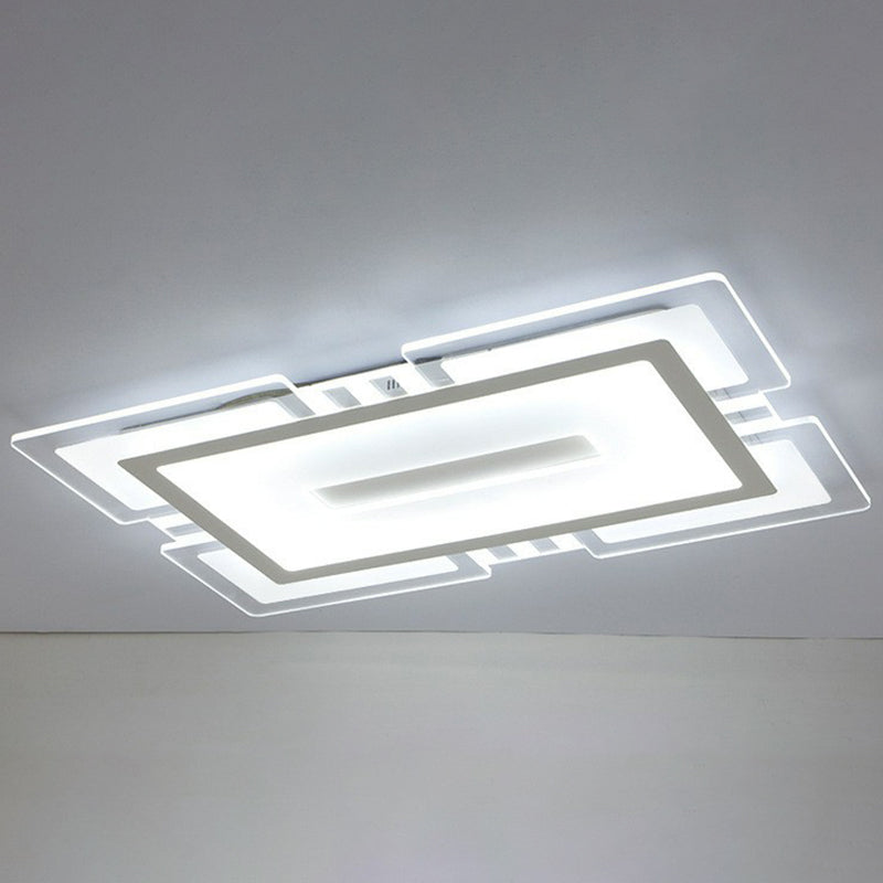 Minimalist Clear Led Flush Mount Fixture: Ultra-Thin Rectangular Living Room Lighting / 35.5 White