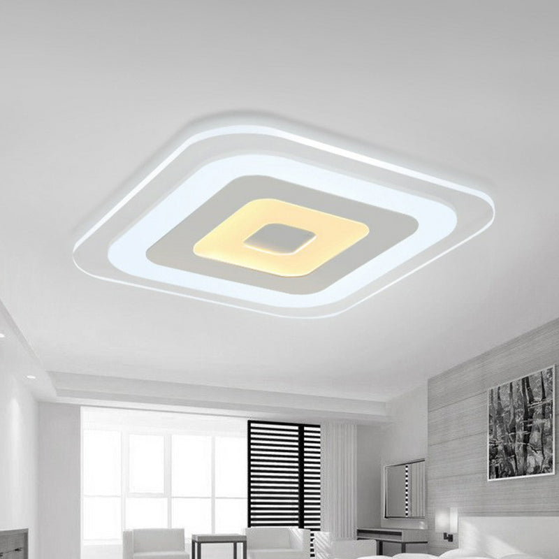 Modern Extra-Thin Led Flush Mount Acrylic Ceiling Light - Clear & Sleek