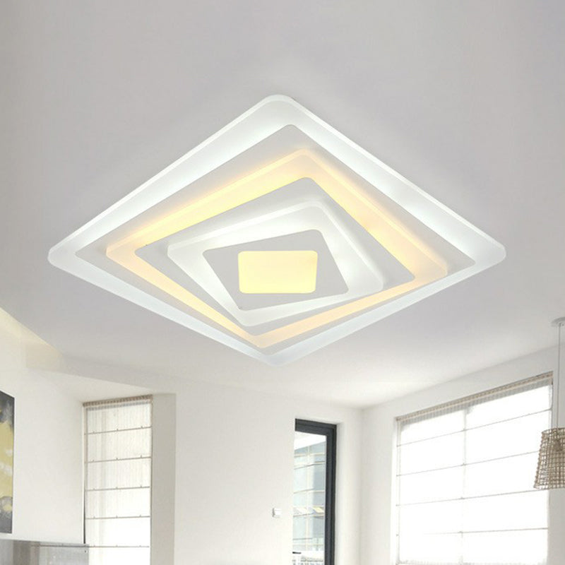 Contemporary Led Flush Mount Light For Living Rooms - White Acrylic Finish