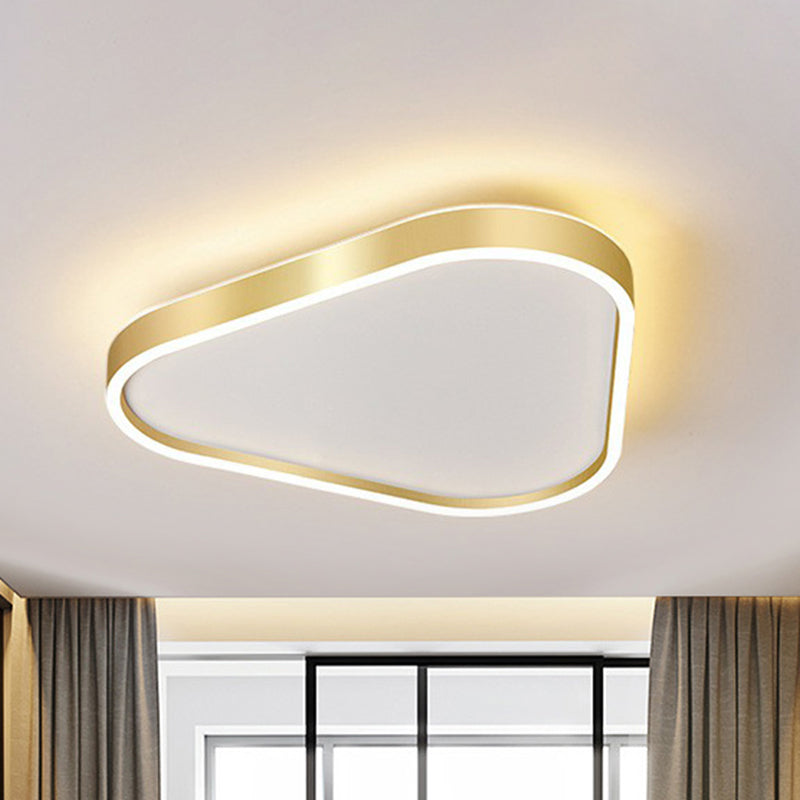 Simplicity Gold Led Flush Mount Ceiling Light With Acrylic Triangular Design