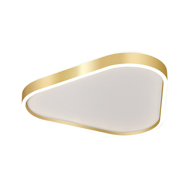 Simplicity Gold Led Flush Mount Ceiling Light With Acrylic Triangular Design / 15.5 White