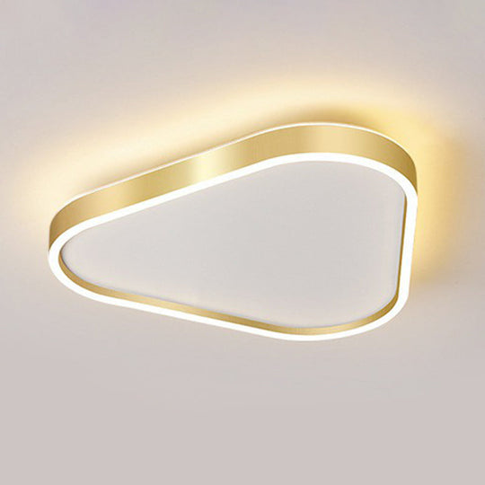 Simplicity Gold Led Flush Mount Ceiling Light With Acrylic Triangular Design