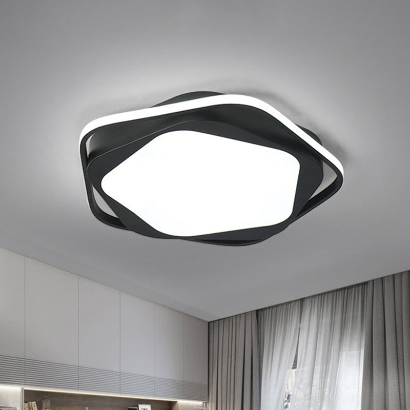 Minimalist Pentagonal Flush Mount Lighting Black Acrylic LED Flush Mount Fixture for Bedroom.