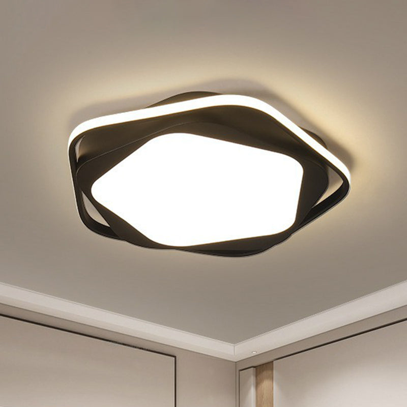 Minimalist Black Led Flush Mount Lighting For Bedroom / Warm