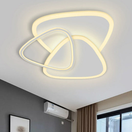 Sleek Triangle Shaped Flush Mount Light Modern LED Ceiling Fixture for Bedroom in White