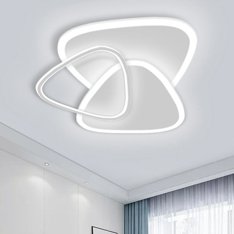 Sleek Triangle Shaped Flush Mount Light Modern LED Ceiling Fixture for Bedroom in White