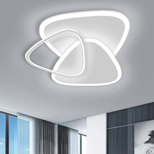 Sleek Triangle Shaped Flush Mount Light Modern LED Ceiling Fixture for Bedroom in White