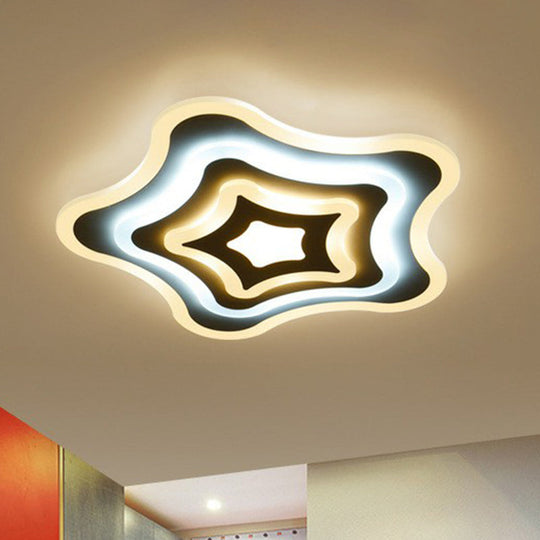 Contemporary Ultra-Thin Starfish Acrylic LED Flush Mount Light White Flushmount Ceiling Fixture for Living Room