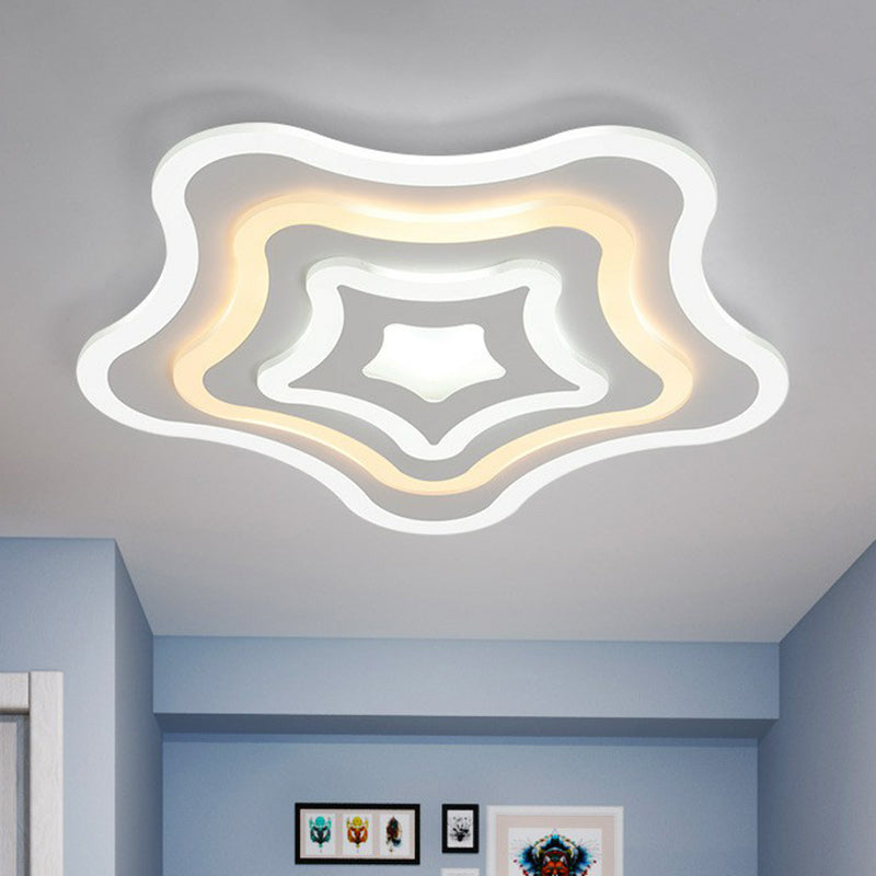 Contemporary Ultra-Thin Starfish Acrylic Led Flush Mount Light White Flushmount Ceiling Fixture For