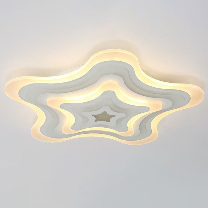 Contemporary Ultra-Thin Starfish Acrylic LED Flush Mount Light White Flushmount Ceiling Fixture for Living Room