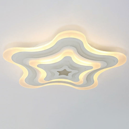 Modern Ultra-Thin Led Flush Mount Ceiling Light In White For Living Room - Starfish Style