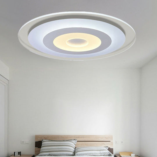 Simplicity Acrylic White Led Flush Mount Ceiling Light - Extra-Thin Round Design Easy To Install /