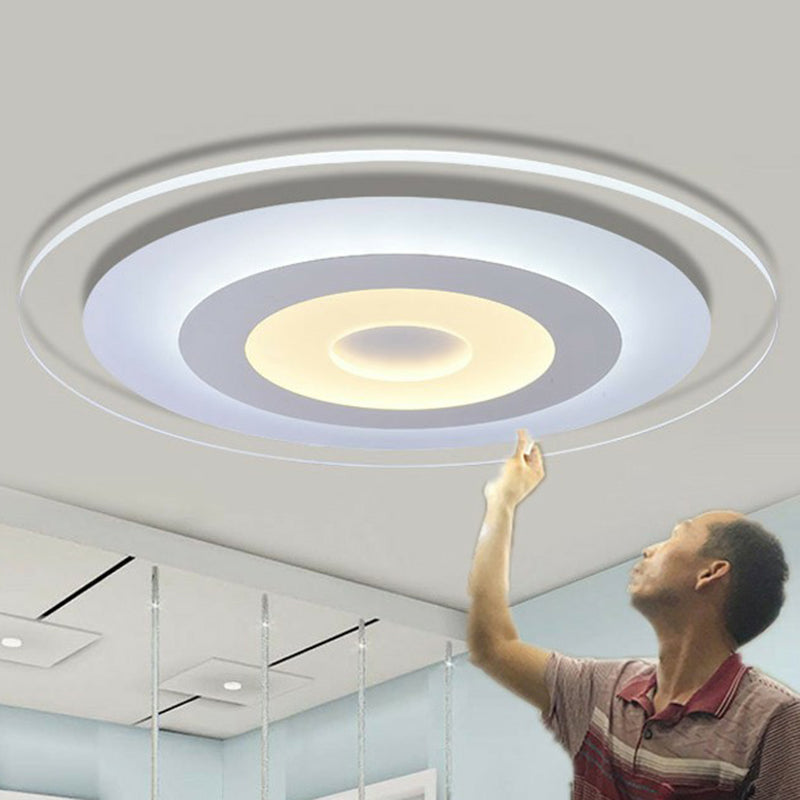 Minimalist White Acrylic LED Flush Mount Ceiling Light with Extra-Thin Round Design