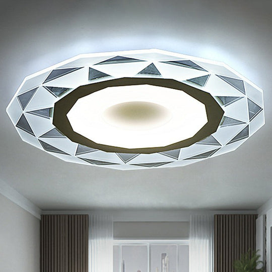 Metallic Circular LED Flush Mount Ceiling Light Fixture in Clear for Modern Living Room