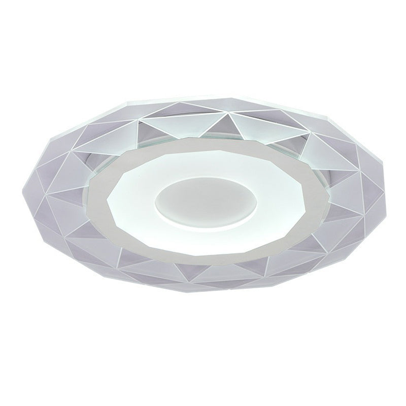 Metallic Circular LED Flush Mount Ceiling Light Fixture in Clear for Modern Living Room