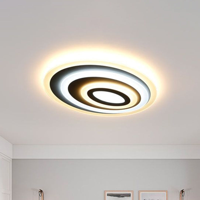 Modern Oval Led Flush Mount Ceiling Light In White Acrylic For Bedrooms