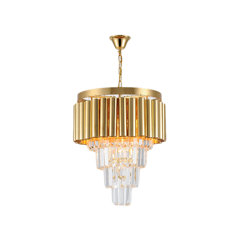 Postmodern Crystal & Metal Chandelier Light - 5/8/10 Lights, Gold Finish, 16"/19.5"/23.5" Wide