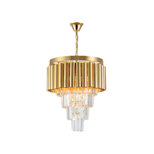 Modern Conical Chandelier Light With Crystal And Metal Accents - 5/8/10 Lights Ceiling Fixture In