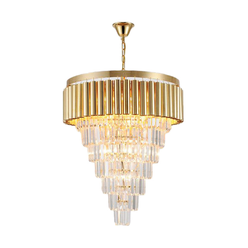 Postmodern Crystal & Metal Chandelier Light - 5/8/10 Lights, Gold Finish, 16"/19.5"/23.5" Wide