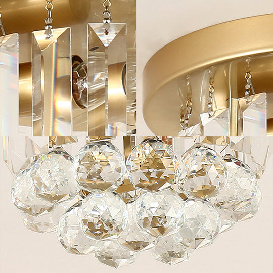 Postmodern Drum Ceiling Light with Crystal Shade - Metal Flush Mount, 2 Lights for Corridor