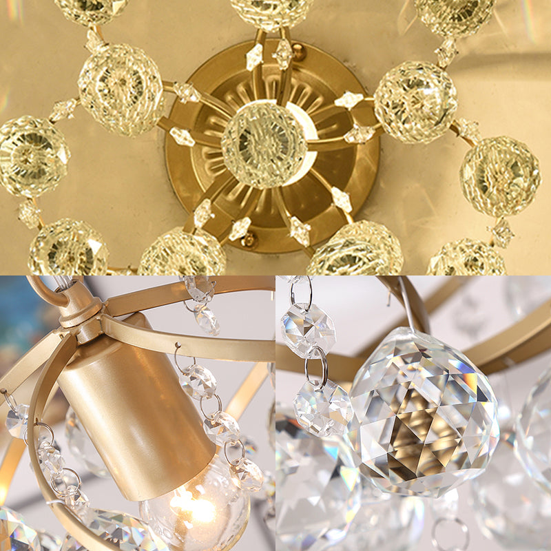 Postmodern Spiral Crystal Ball Semi Flush Ceiling Light