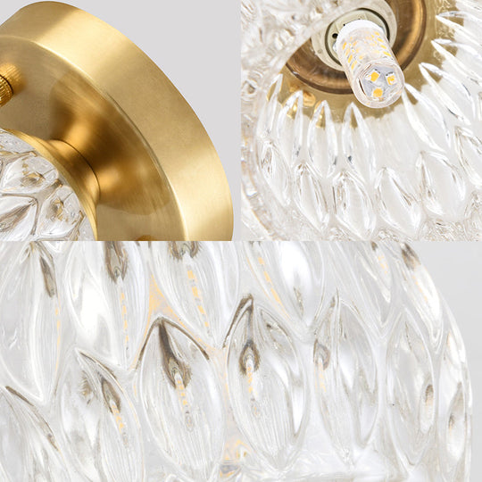 Modern Dimpled Crystal Flush Mount Ceiling Light for Corridor - 1 Brass Fixture