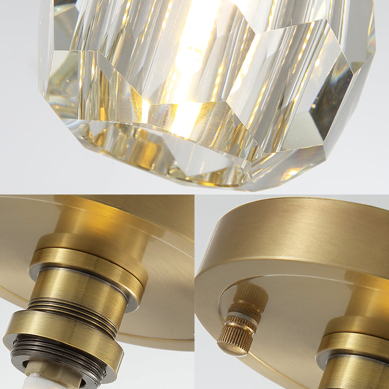 Contemporary Crystal Globe Flush Mount Ceiling Light for Corridor - 1 Light Brass Fixture