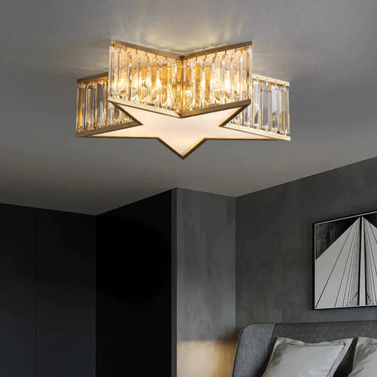 Nordic All-copper Crystal Bedroom Study Room Lamp Ceiling Lamp