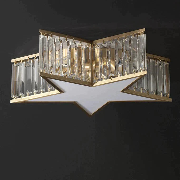 Nordic All-Copper Crystal Bedroom Study Room Lamp Ceiling