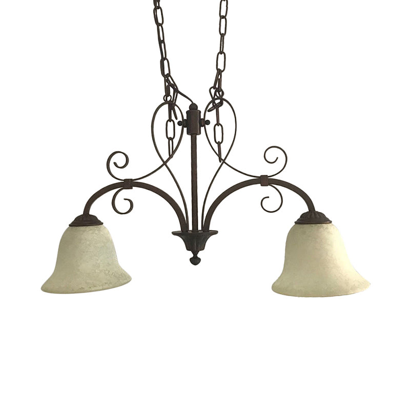 Bell Island Pendant Light With White Glass & 2 Bulbs For Dining Room Ceiling