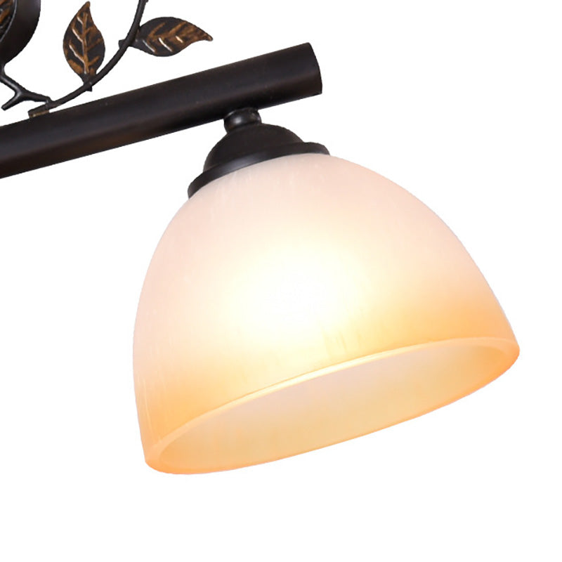 Traditional White Glass Barrel Pendant Light With Birds - 3-Light Black Dining Room Island Fixture