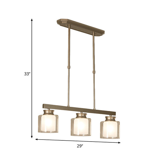 Traditional Gold Island Hanging Lamp With Clear Glass Shade Ideal For Dining Rooms - 3/4 Lights