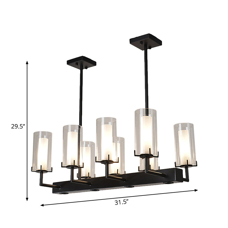 Cylinder Clear Glass Island Light - Traditional Pendant Lighting