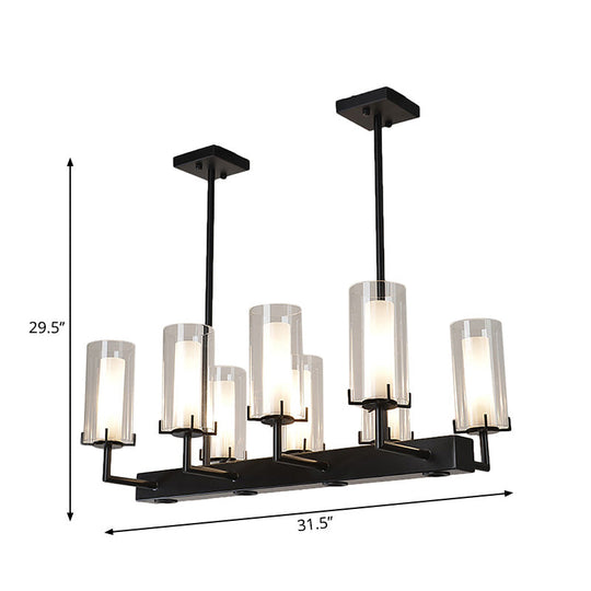 Cylinder Clear Glass Island Light - Traditional Pendant Lighting