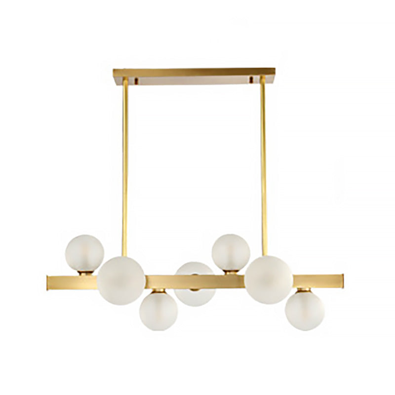 Traditional Spherical Frosted Glass Pendant Light - Gold 7/12 Lights Dining Room Island Lighting