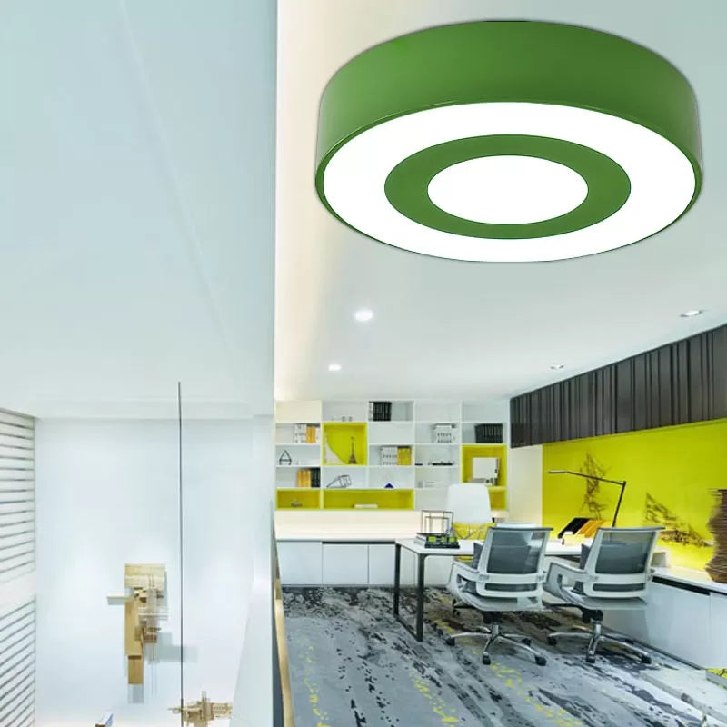 Bright-Colored Acrylic Flush Mount Ceiling Light for Kindergarten with Kids' Concentric Circle Design