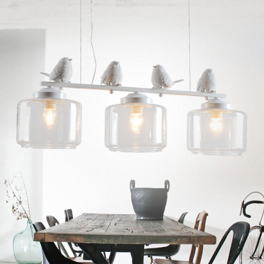 Traditional Clear Glass Pendant With 3 Lights - Ideal For Dining Room Or Kitchen Island Décor