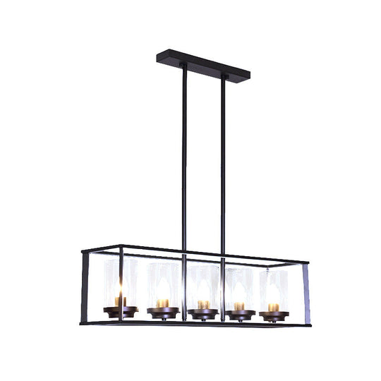 Classic Black Island Pendant Lights For Dining Room With Clear Glass Shade (5/6 Lights)