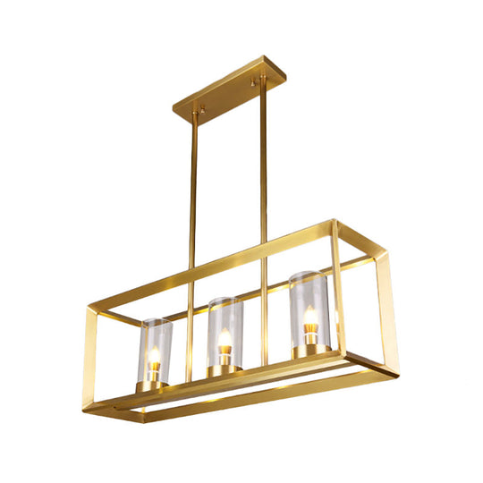 Gold Pendant Island Lights With Clear Glass Shades - Perfect For Dining Rooms