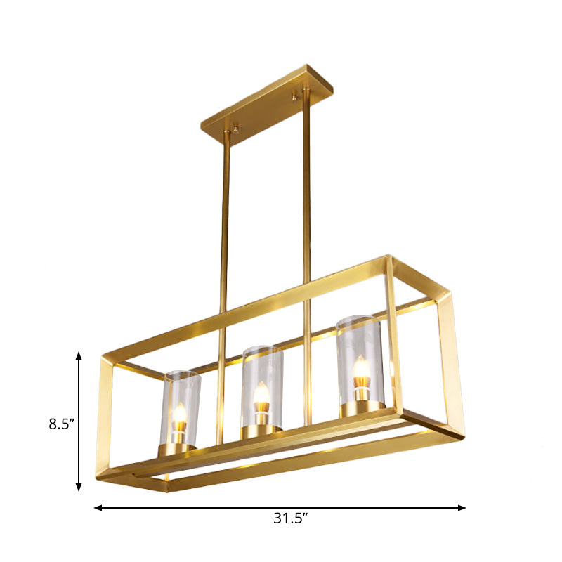 Gold Pendant Island Lights With Clear Glass Shades - Perfect For Dining Rooms