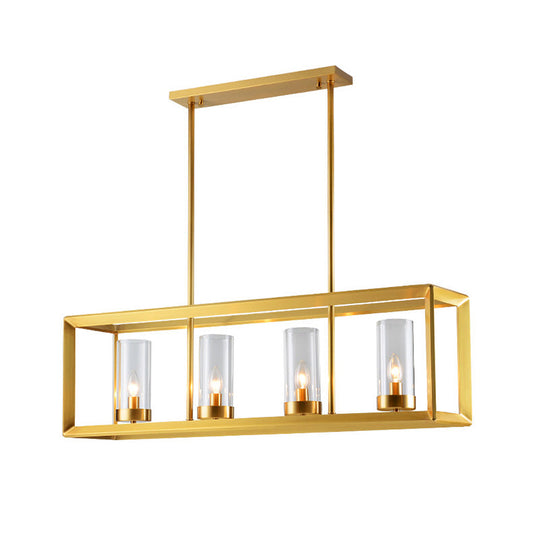 Gold Pendant Island Lights With Clear Glass Shades - Perfect For Dining Rooms