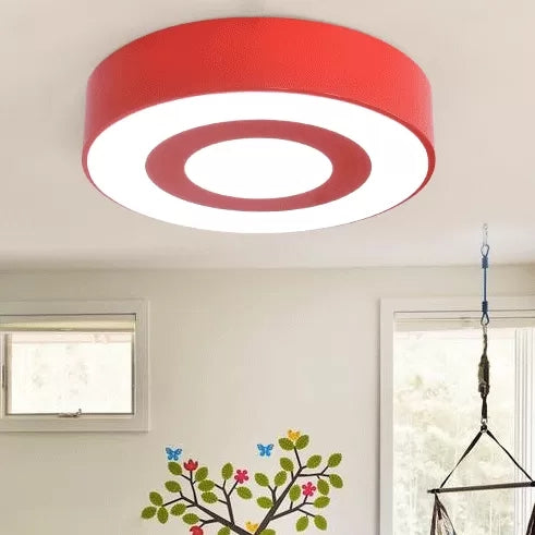 Bright-Colored Acrylic Flush Mount Ceiling Light For Kindergarten With Kids Concentric Circle Design