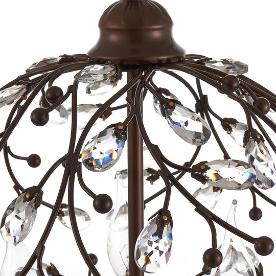 Contemporary Crystal Globe Chandelier - 3 Bulbs Black/Bronze Pendant Light For Dining Room